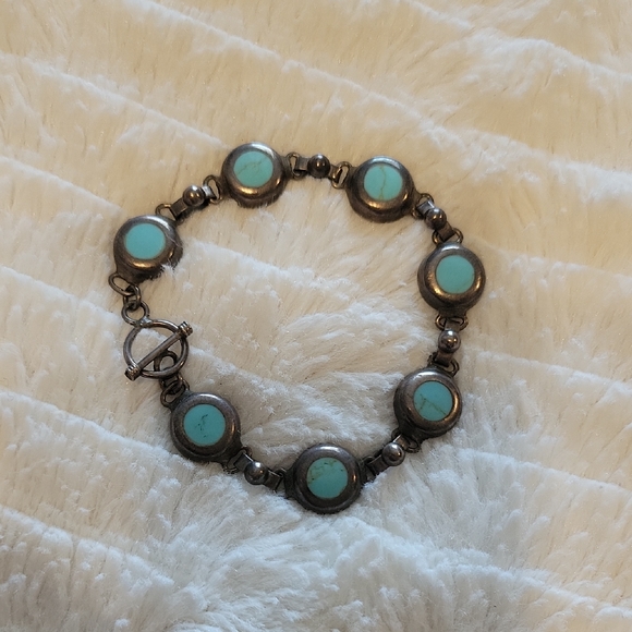 Jewelry - Vintage Mexico 925 Sterling Silver And Turquoise Bracelet